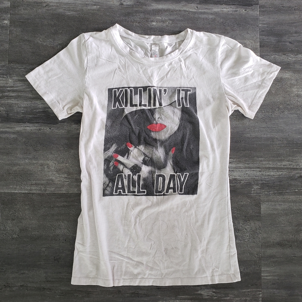 White Black Killin' It All Day Short Sleeve
